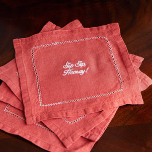 Cheeky Cocktail Napkin Set of 4 Deep Rose/White