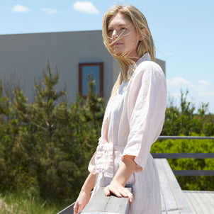 Women's Linen-Bamboo Robes Pale Pink