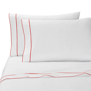 Salerno Embroidered Percale Pillowcase Set of 2 Poppy