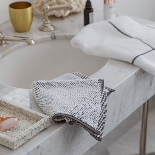 Kassatex Assisi Long Staple Cotton Bath Towels, Washcloth, Charcoal