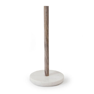 Colada Paper Towel Holder White Marble / Mango Wood