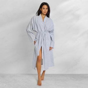 Striped Peshtemal Turkish Robe Black/White