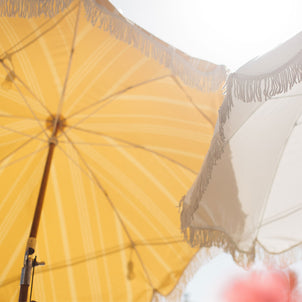 Business & Pleasure Co. The Premium Beach Umbrella - Lauren's Navy Stripe Vintage Yellow Stripe