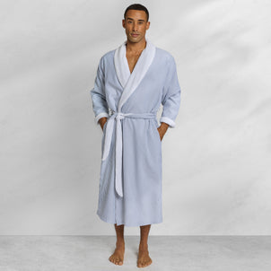 Classic Seersucker Striped Robe White/Grey