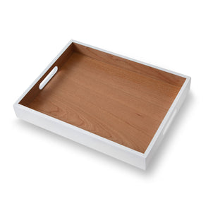 Rectangular Lacca Nesting Trays White/Wood|Large