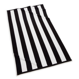 Cabana Stripe Beach Towels Black