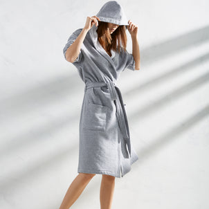 Jersey Knit Hooded Robes Grey
