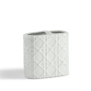 Rattan Bath Accessories White|Toothbrush Holder
