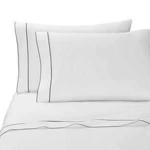 Salerno Embroidered Percale Pillowcase Set of 2 Grey