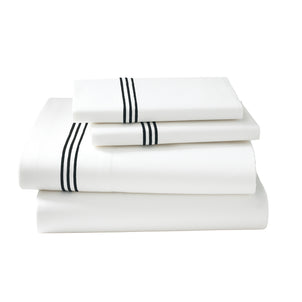 Strada Embroidered Percale Sheet Set Black|King