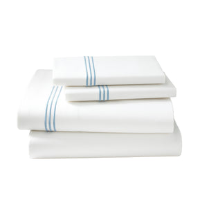 Strada Embroidered Percale Sheet Set Blue (Strada)|King