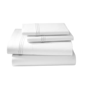 Strada Embroidered Percale Sheet Set White|Queen