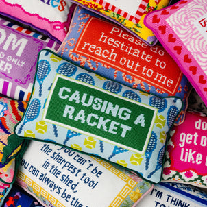 Furbish Causing A Racket Needlepoint Pillow Default