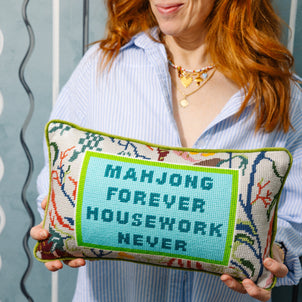 Furbish Mahjong Needlepoint Pillow Default