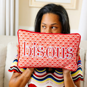 Furbish Bisous Needlepoint Pillow Default