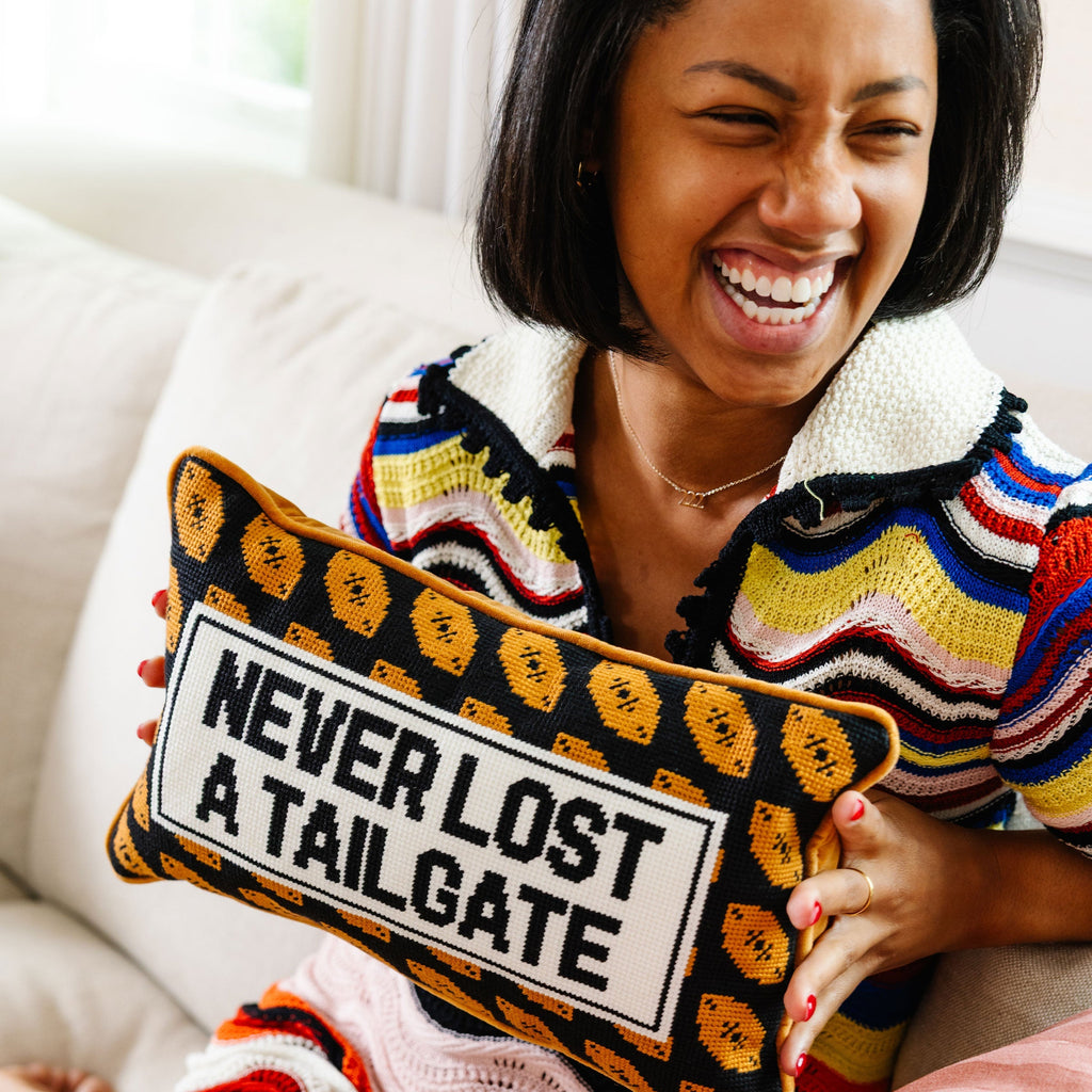 Furbish Studio Never Lost A Tailgate Needlepoint Pillow default