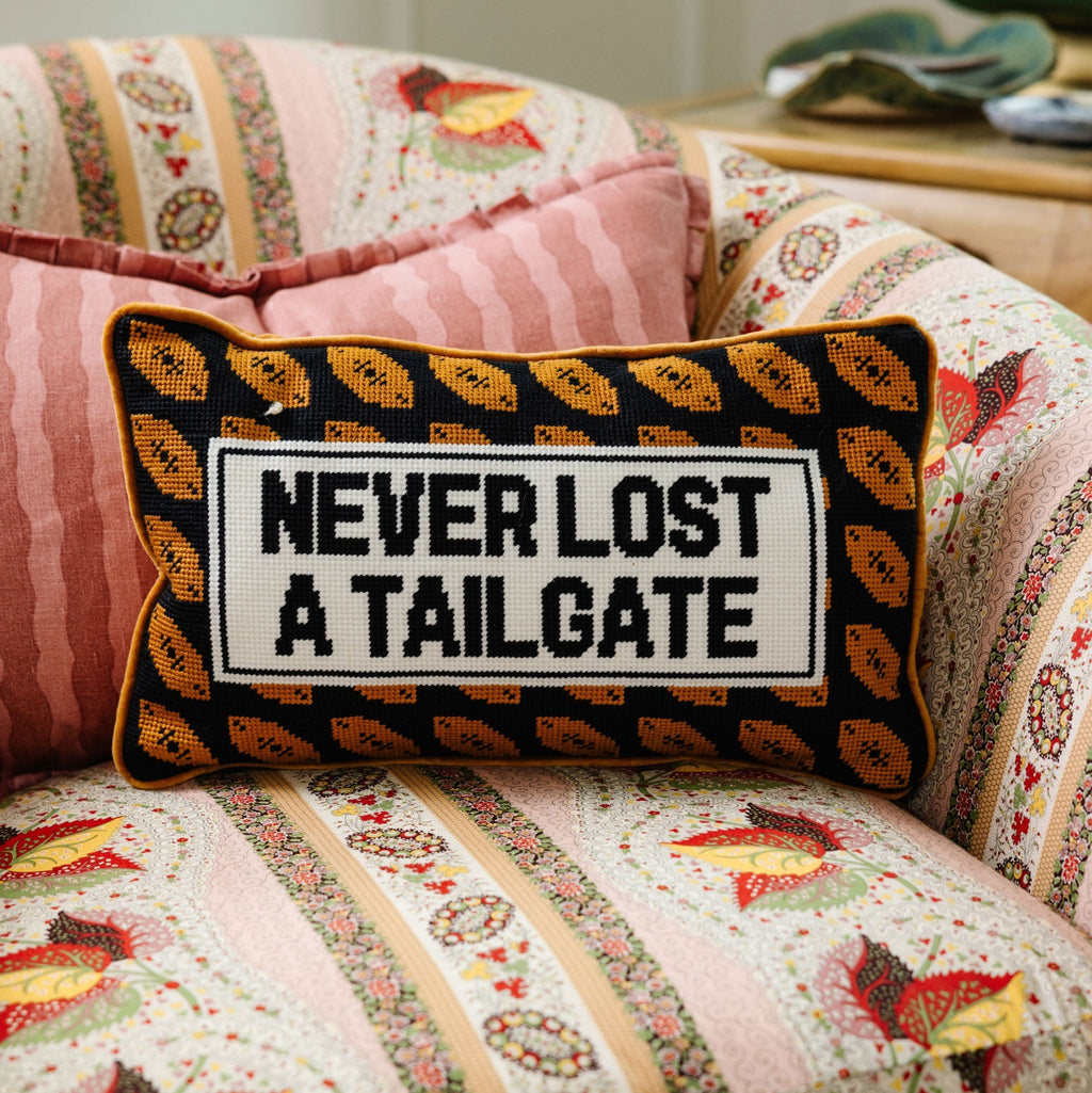 Furbish Studio Never Lost A Tailgate Needlepoint Pillow default