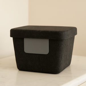 SortJoy The Sculpted Bin - Petite with Lid, Set of 3 Carbon