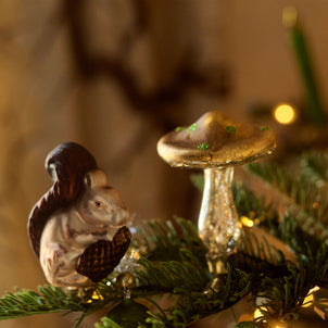 Glass Mushroom Ornament Clips, Set of 3 Gold