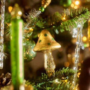 Glass Mushroom Ornament Clips, Set of 3 Gold