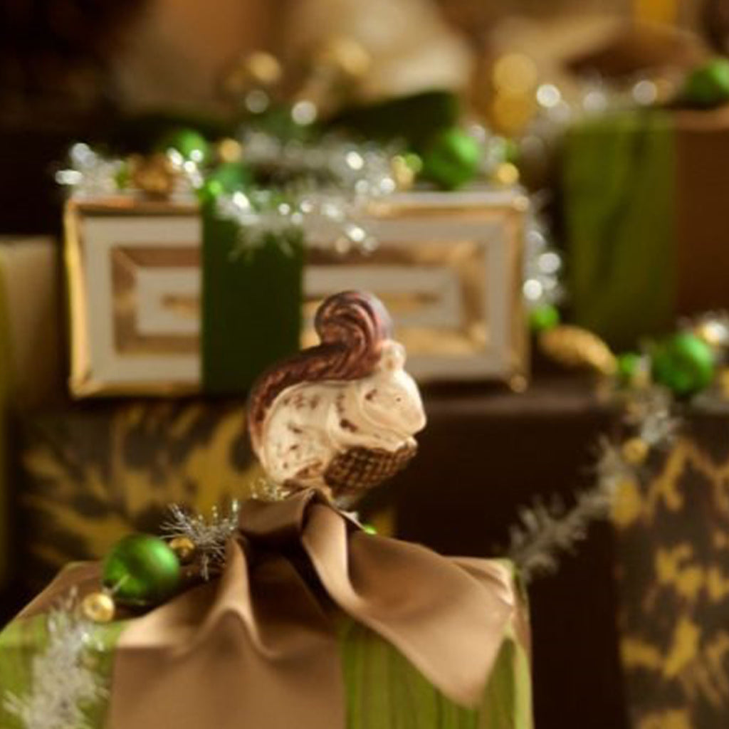 Glass Squirrel Ornament Clip Brown
