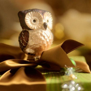 Glass Owl Ornament Clip Brown