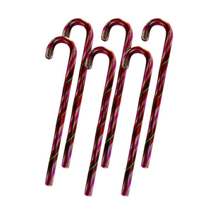 Glass Candy Cane Ornaments, Set of 6 Red/Pink