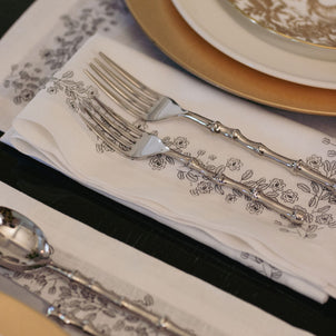 Art-chives Rose Bush Napkin, Set of 4 Grey