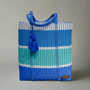 ixoq Cesta Recycled Plastic Triple Band Tote Blues/Mint