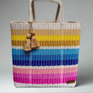 ixoq Cesta Recycled Plastic Multicolor Tote Las Flores