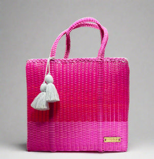 ixoq Cesta Recycled Plastic Color Block Tote Pink/Fuschia
