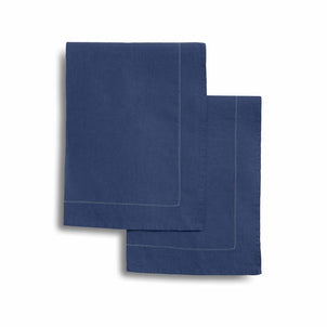 Linen Napkins - Set of 2 Dark Denim/White