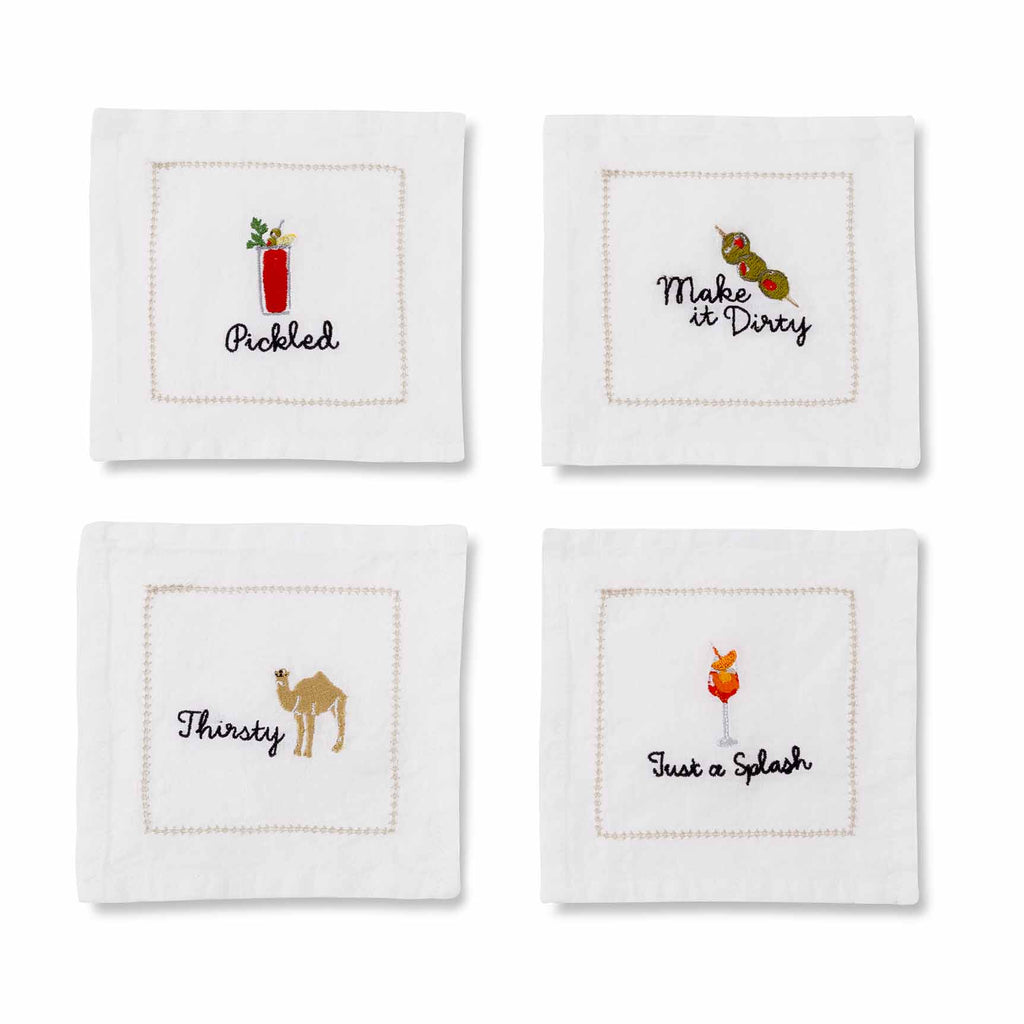 Cheeky Cocktail Napkin Set of 4 White/Linen (cheeky)|icons