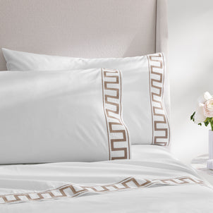 Greek Key Sheet Set Taupe