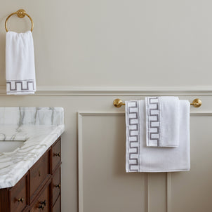 Greek Key Towels Grey