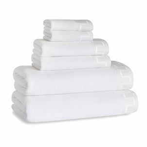 Greek Key Towels White