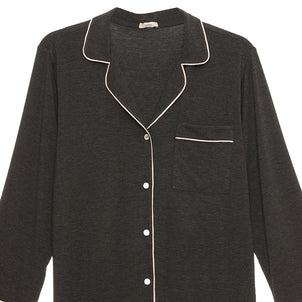 Eberjey Gisele Long PJ Set Charcoal / Sorbet Pink|customizer