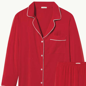 Eberjey Gisele Long PJ Set Haute Red / Bone|customizer