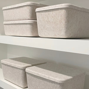 SortJoy The Sculpted Bin - Wide with Lid Stone