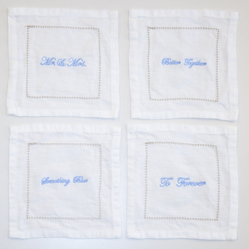 Getting Hitched Cocktail Napkins, Set of 4 White/Linen (cheeky)