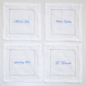 Getting Hitched Cocktail Napkins, Set of 4 White/Linen (cheeky)