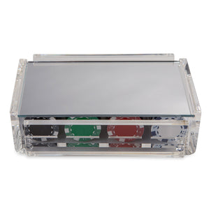 Luxe Dominoes Poker Chip Set Silver Mirror