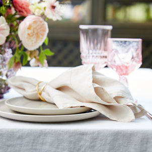 Linen Napkins - Set of 2 Linen/White