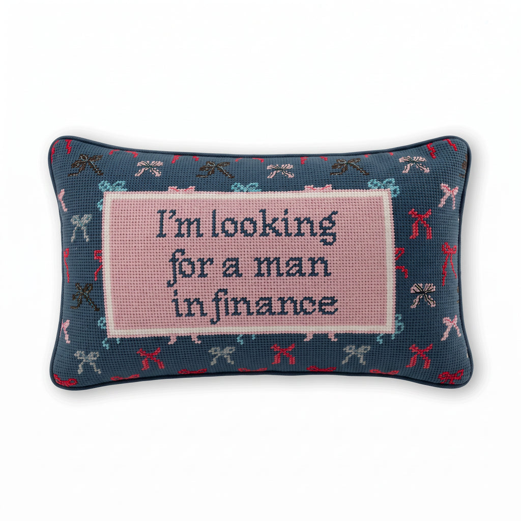 Furbish Studio Man In Finance Needlepoint Pillow Furbish Studio Man In Finance Needlepoint Pillow