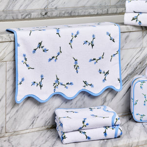 Floral Scallop Bath Mat Cornflower Blue