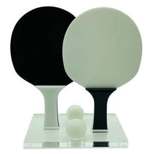 Luxe Dominoes Ping Pong Game Set Solid White / Solid Black