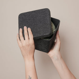 SortJoy The Sculpted Bin - Petite with Lid, Set of 3 Carbon