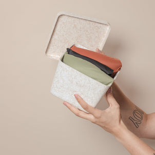 SortJoy The Sculpted Bin - Petite with Lid, Set of 3 Stone