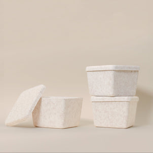 SortJoy The Sculpted Bin - Petite with Lid, Set of 3 Stone