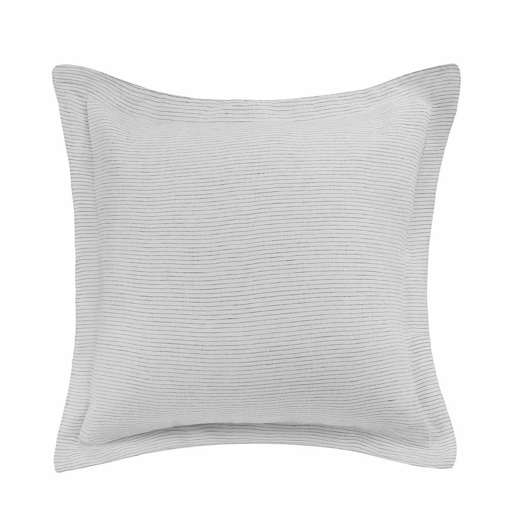 Laguna Stripe Linen Sham Set of 2 Ivory Coal/2 Euro Shams